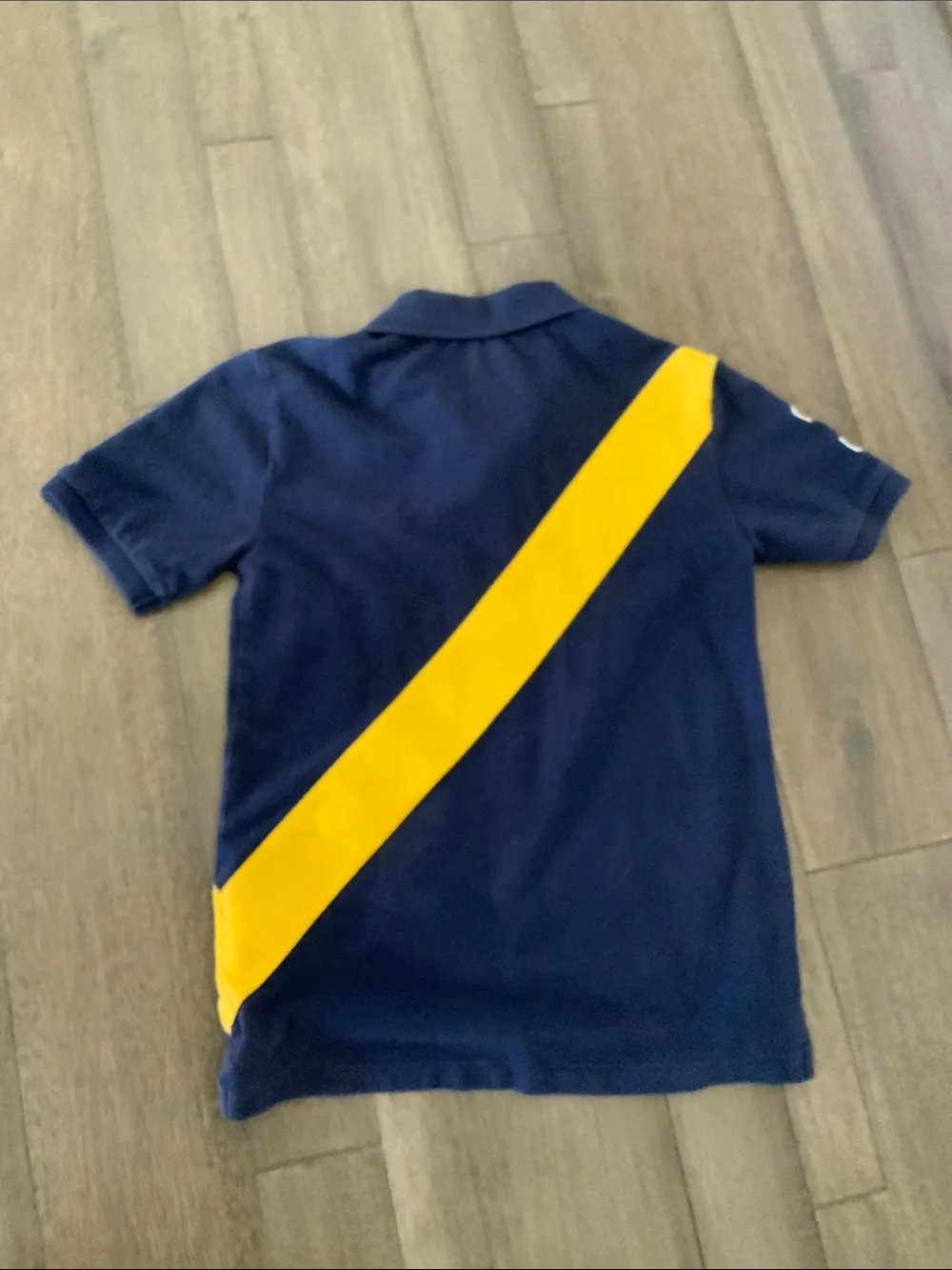 Polo by Ralph Lauren Navy Polo with Bold Yellow Diagonal Stripe